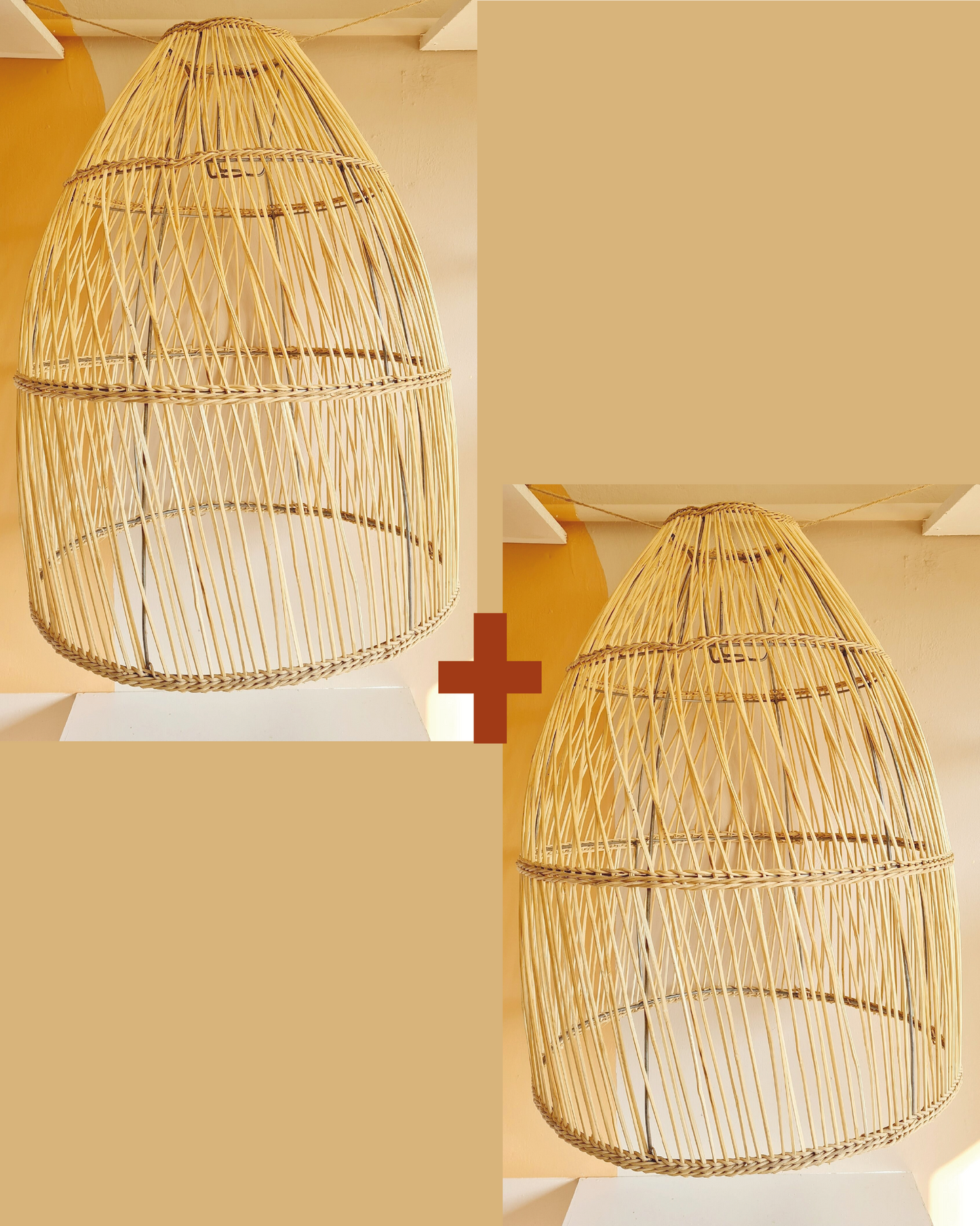 2 Large Basket Wicker Lampshades
