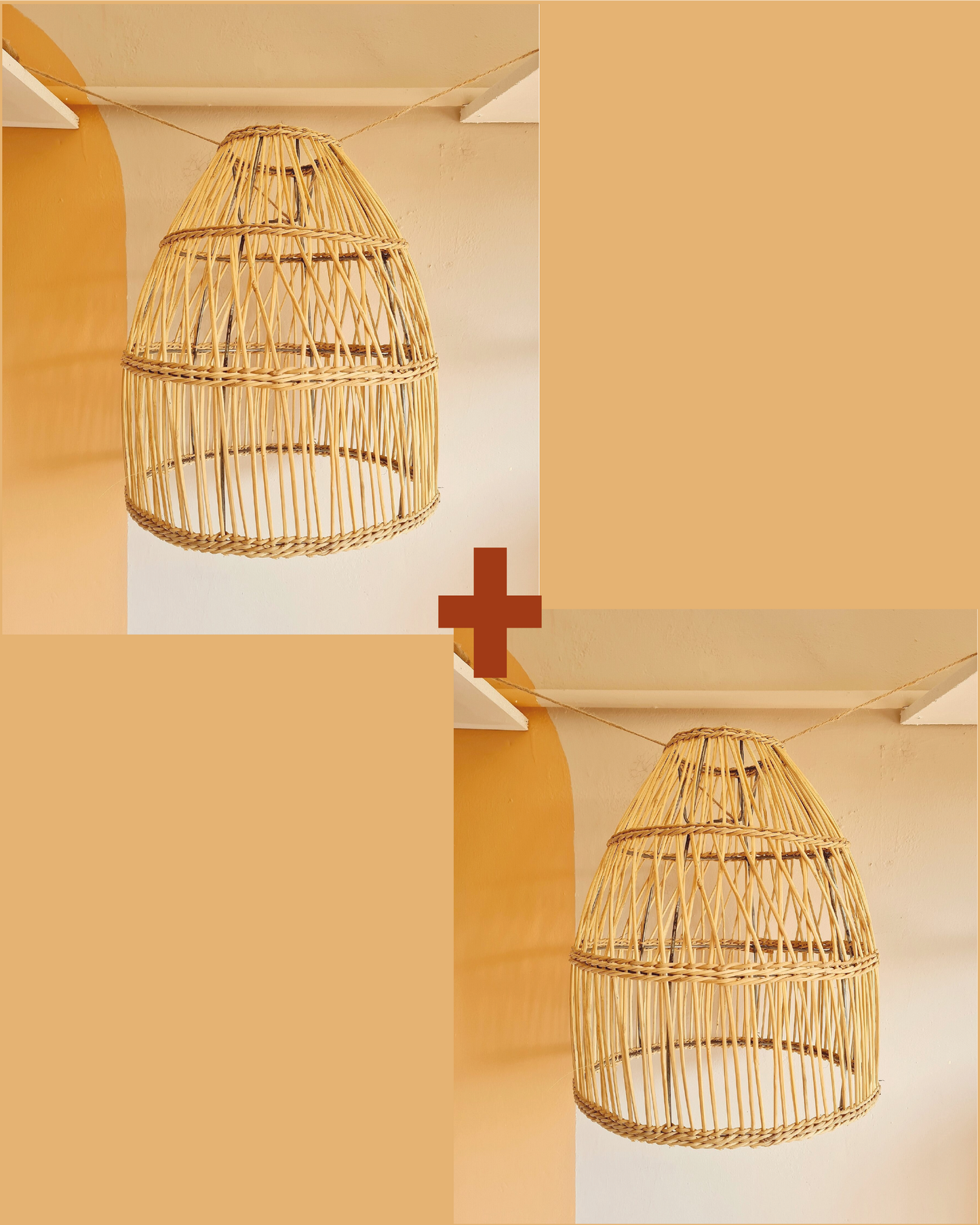 2 Medium Basket Wicker Lampshades