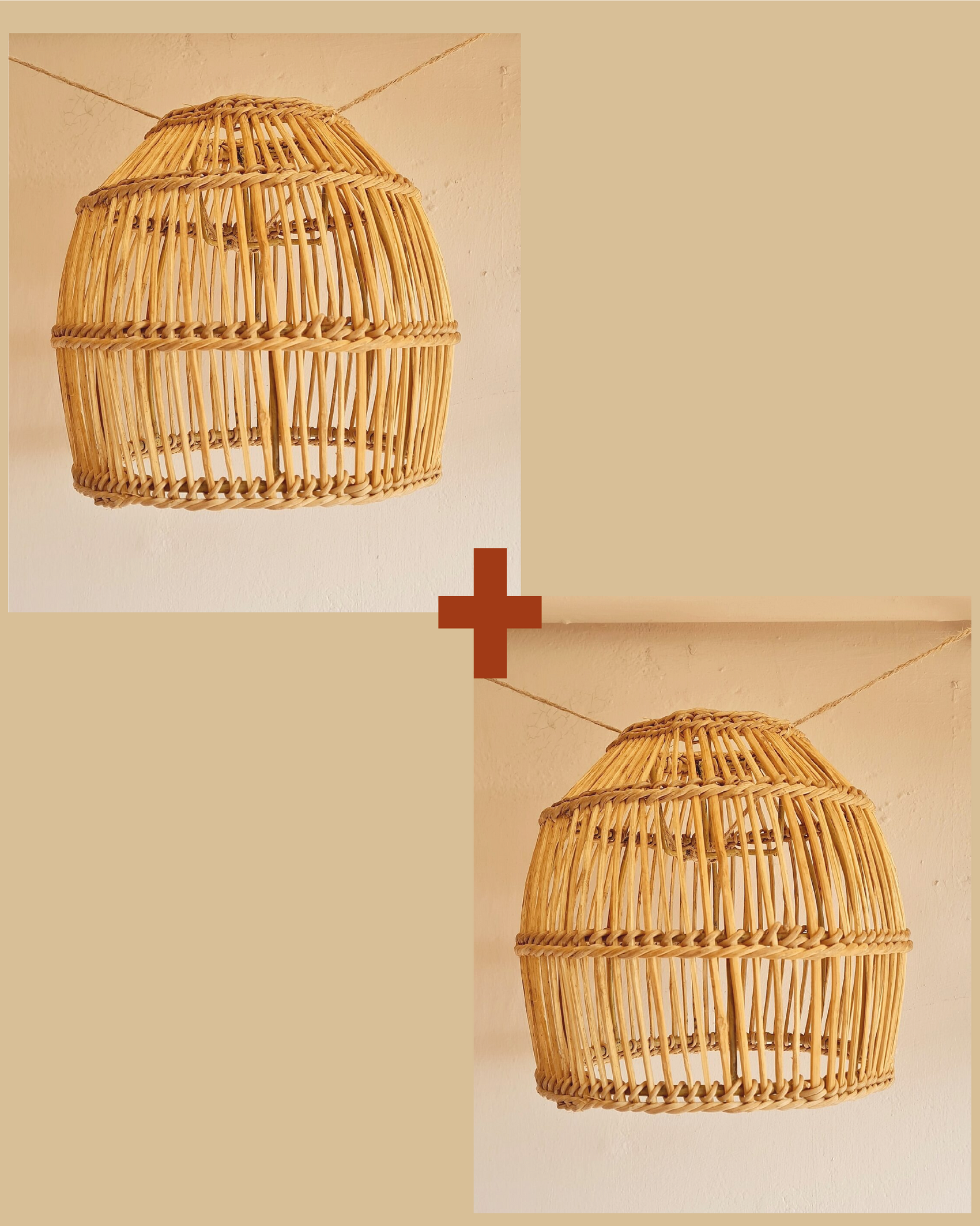 2 Small Basket Wicker Lampshades