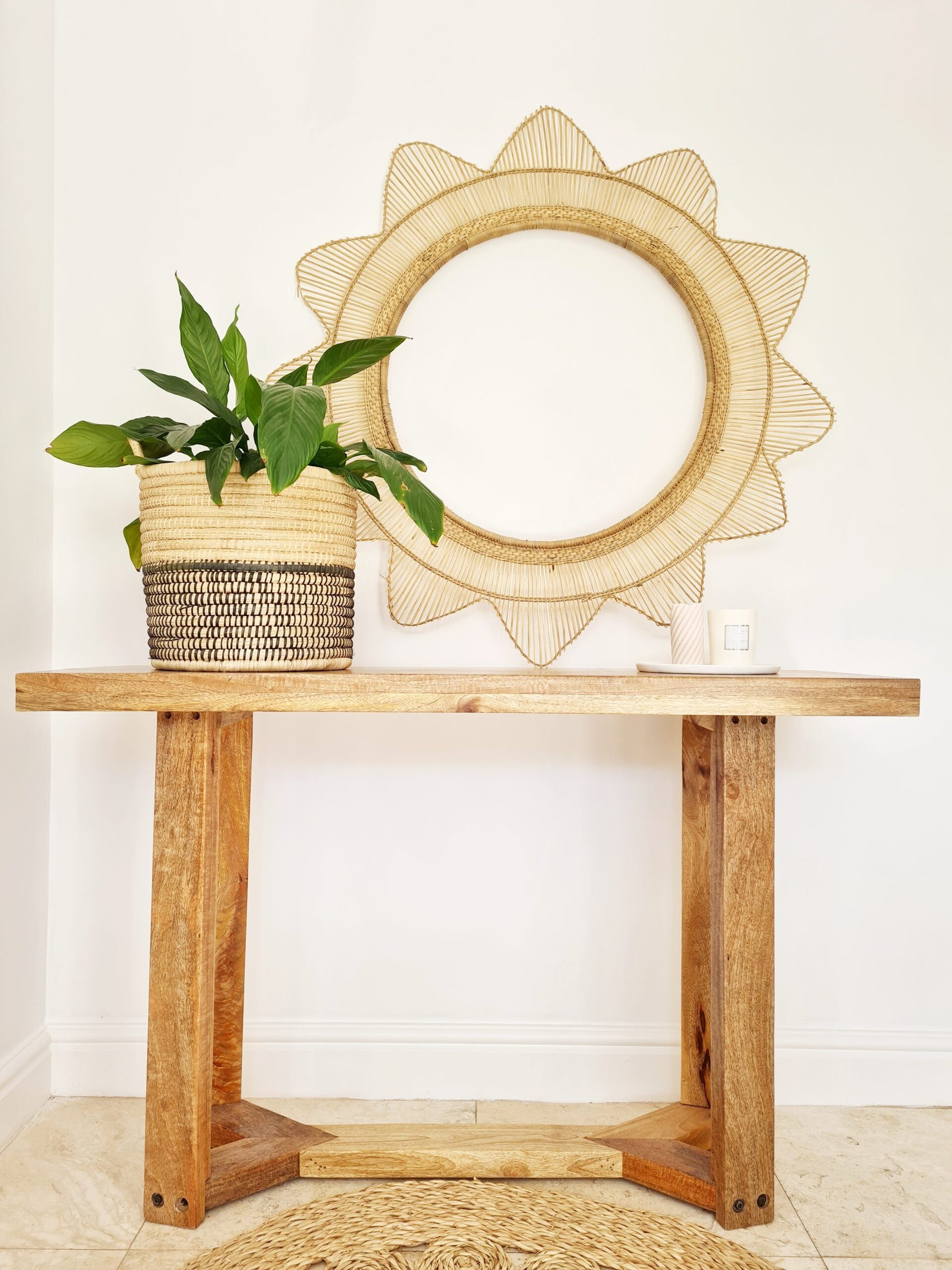 Malawian Rattan ZigZag Mirror Frame (only)