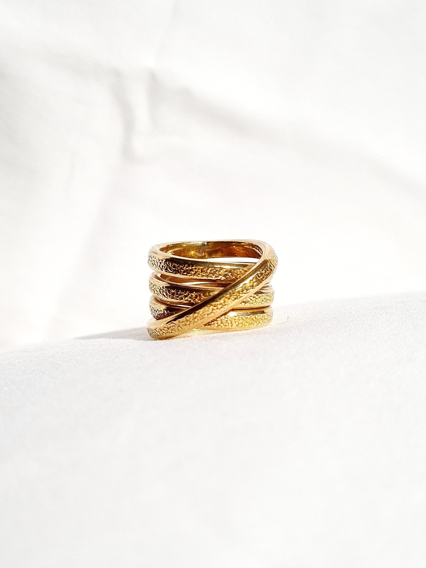 Four Band Texture Ring – Brass