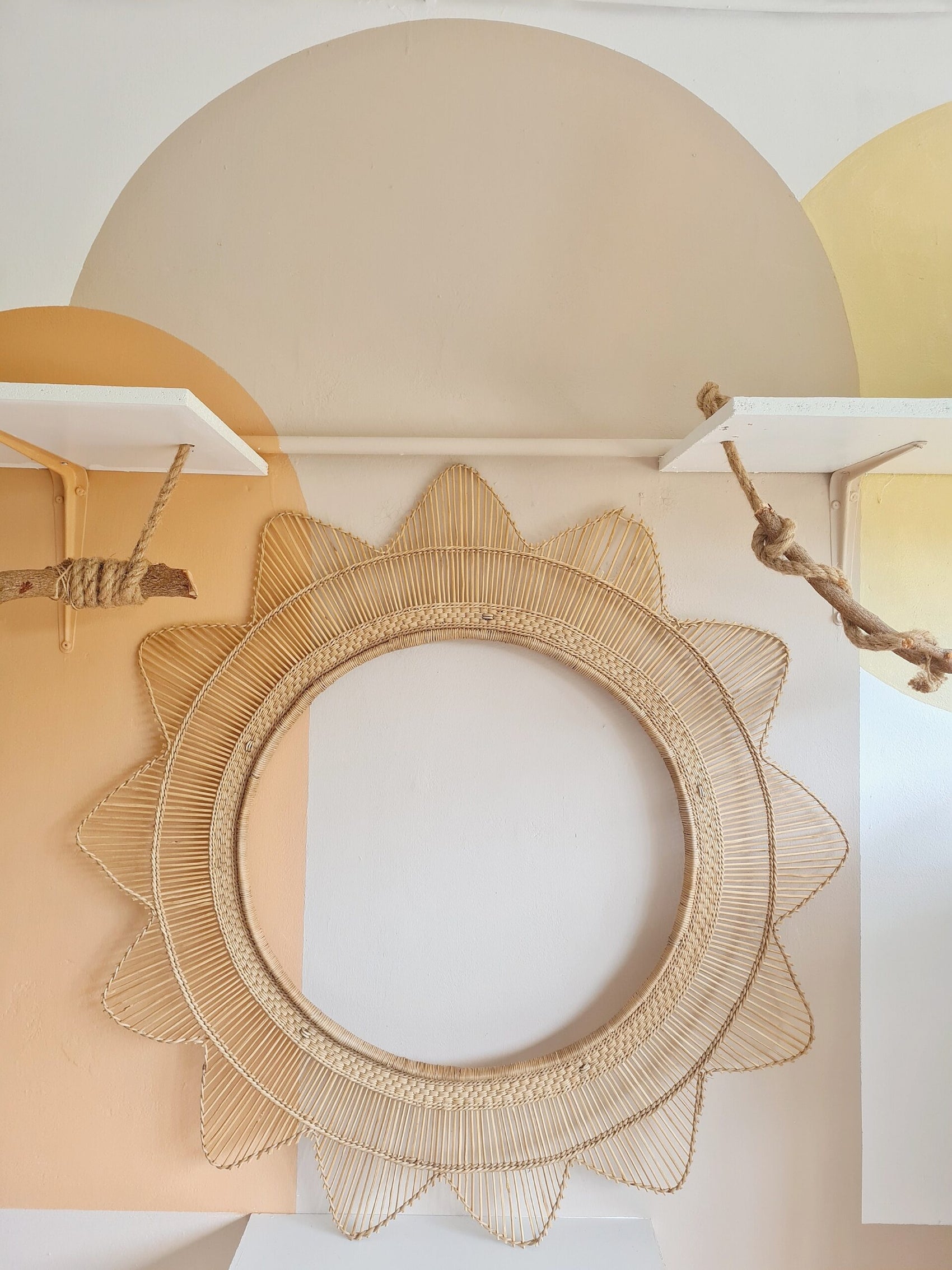 Malawian Rattan ZigZag Mirror Frame (only)