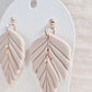 Beige leaf - handmade clay earrings