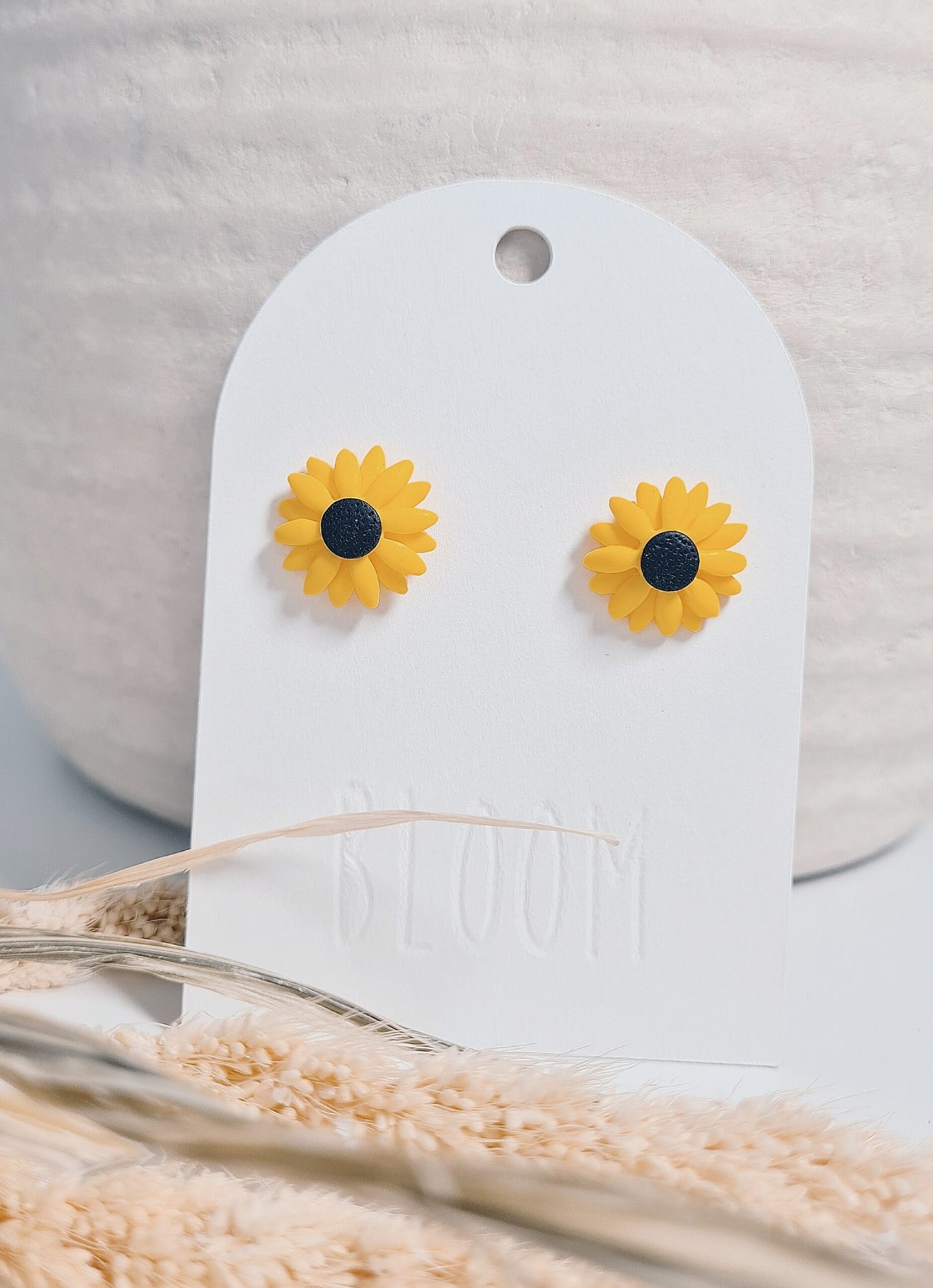 Sunflower - handmade clay earrings