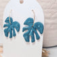 Green leaf - handmade clay earrings