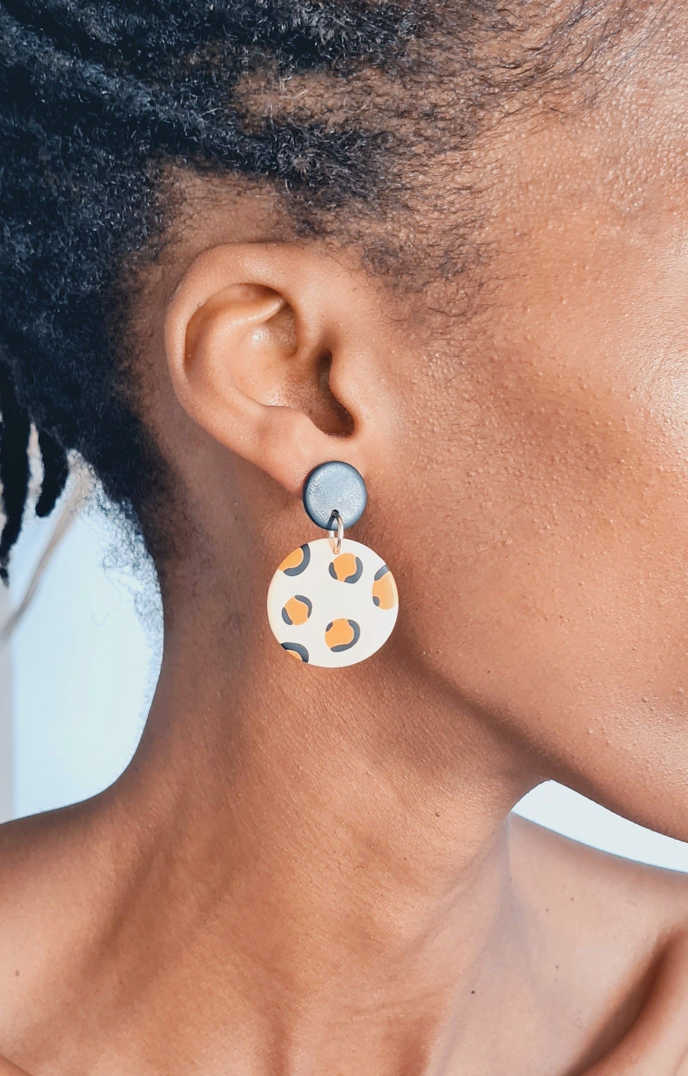 Handmade cheetah clay earrings