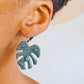 Green leaf - handmade clay earrings