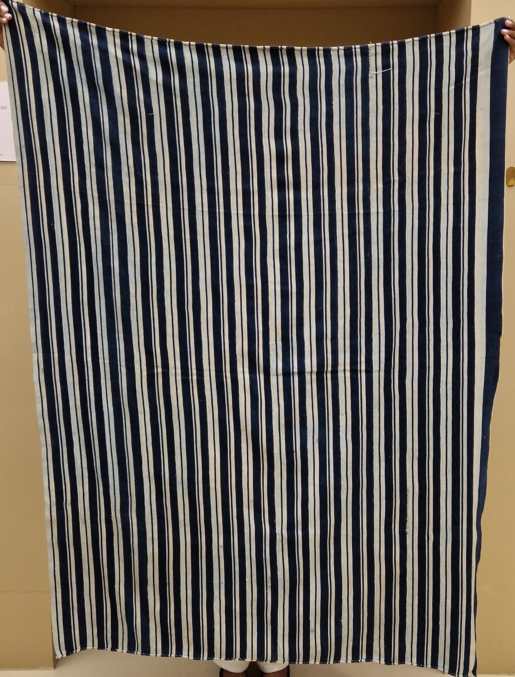 Indigo & Ivory Vertical Stripe Throw