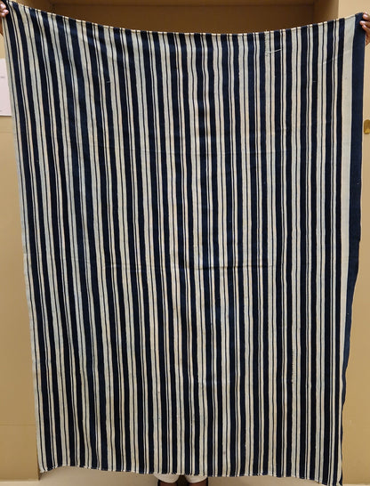 Indigo & Ivory Vertical Stripe Throw