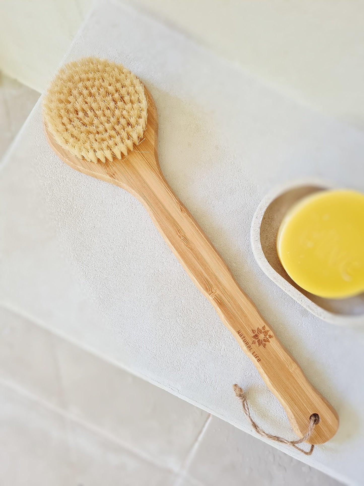 Bamboo Body Brush, Dry Brush with Natural Bristles