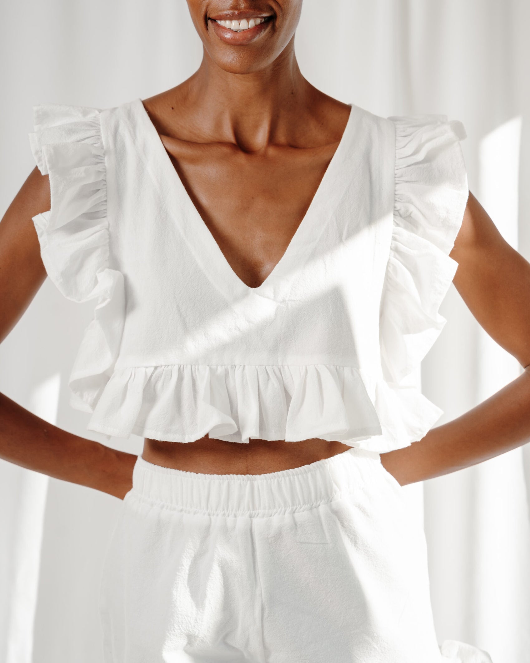 Musea - Linen Frilly Top