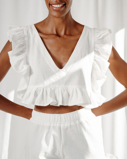 Musea - Linen Frilly Top