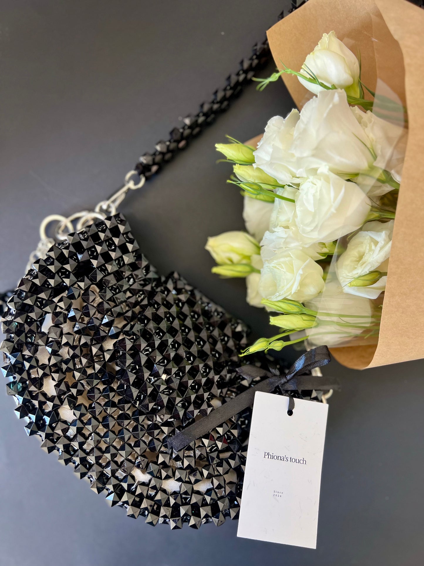 Sunset black beaded bag by Phiona's Touch