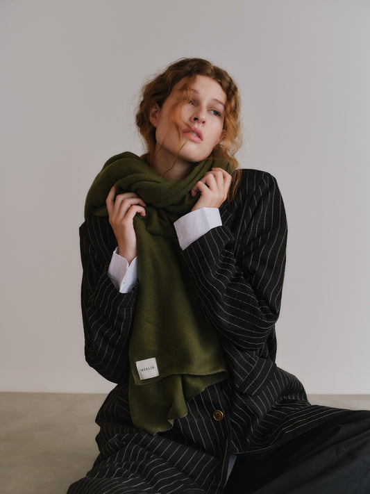 Fleece wool blend scarf by Merlin