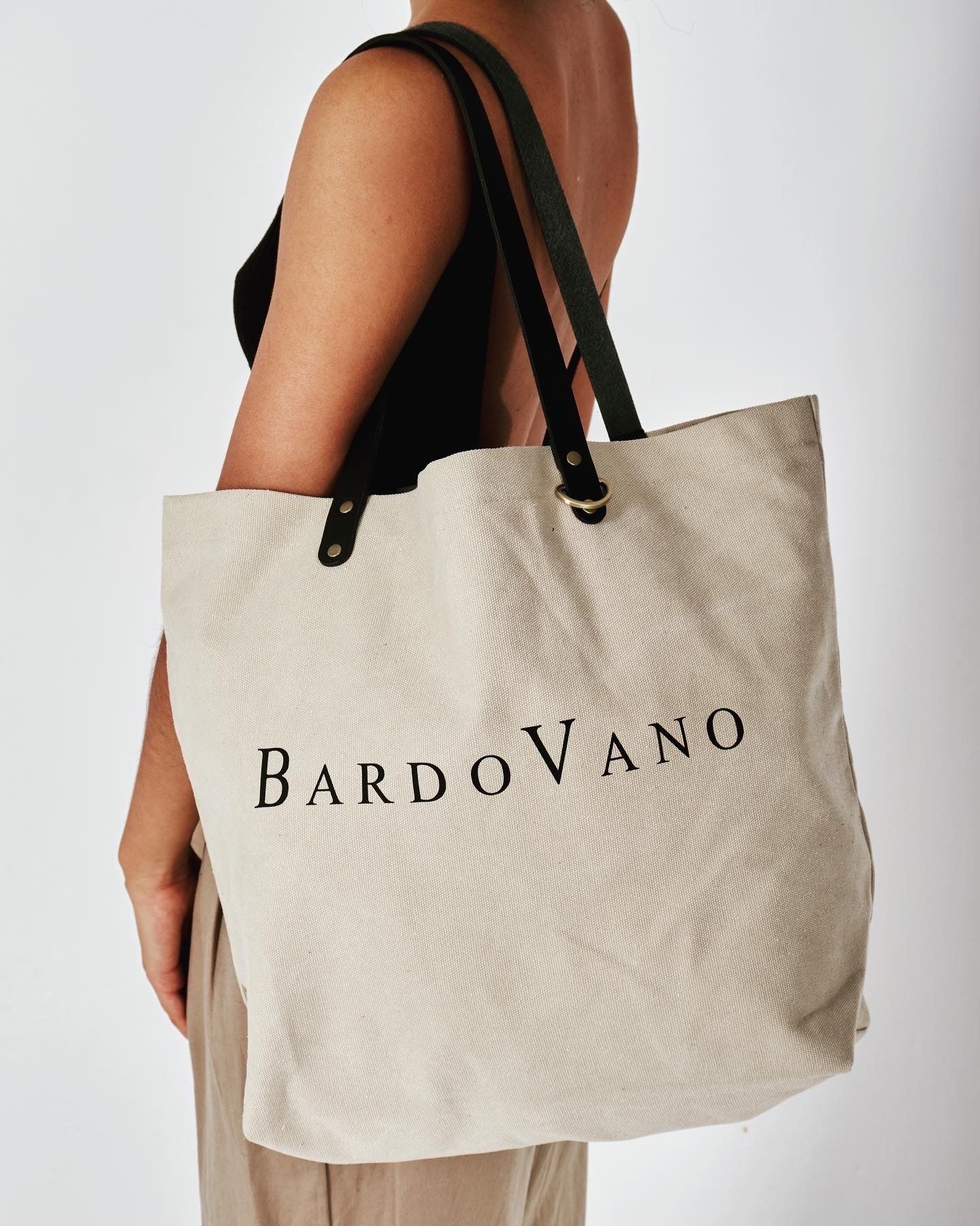 Bardovano Canvas Tote Bag with Leather Handles