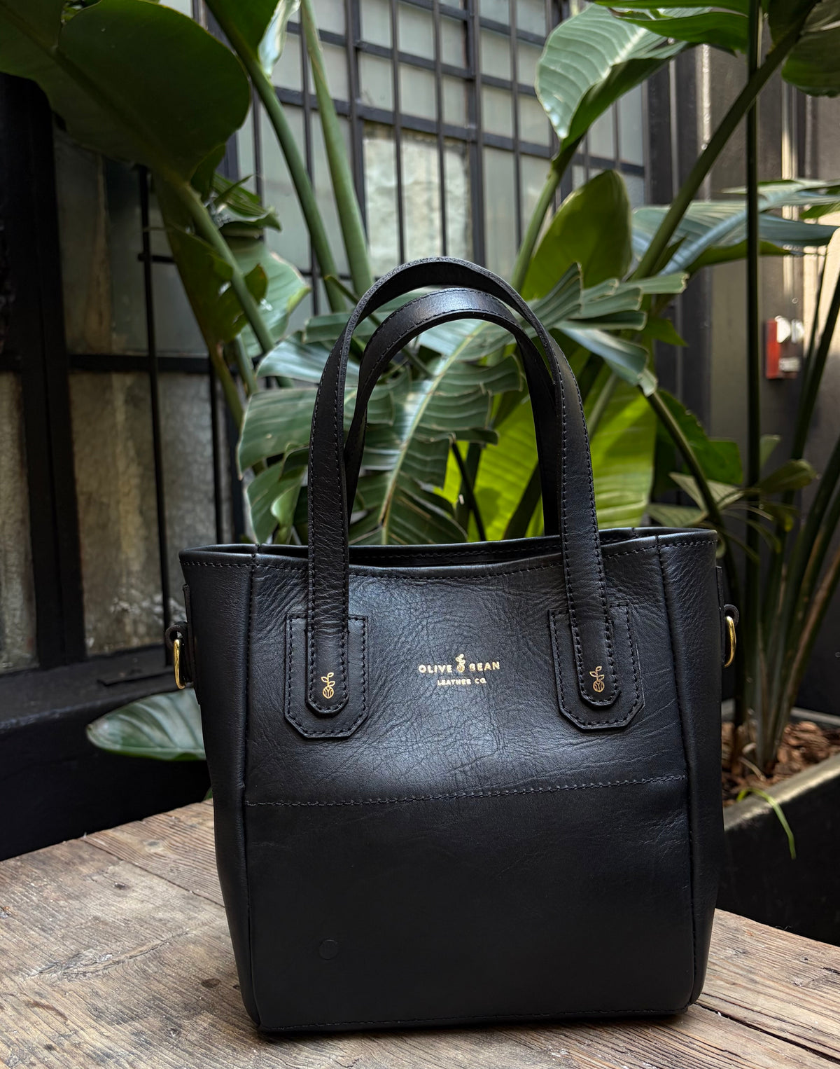 Olive Bean Leather Handbag