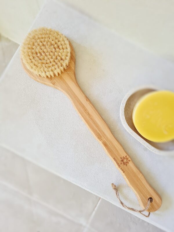 Bamboo Body Brush, Dry Brush with Natural Bristles - Image 3