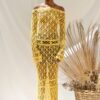 Yellow Crochet Dress with long sleeves
