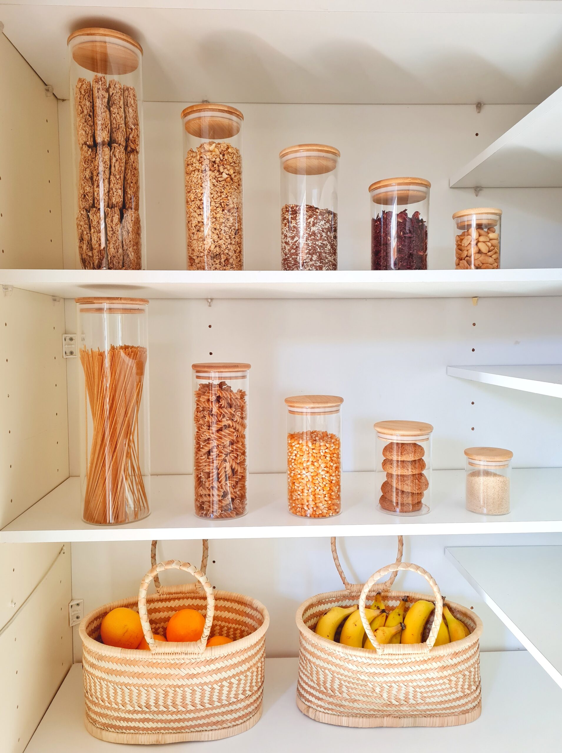 Bamboo Lid Glass Storage Pantry Jar, Kitchen Pantry Organisation