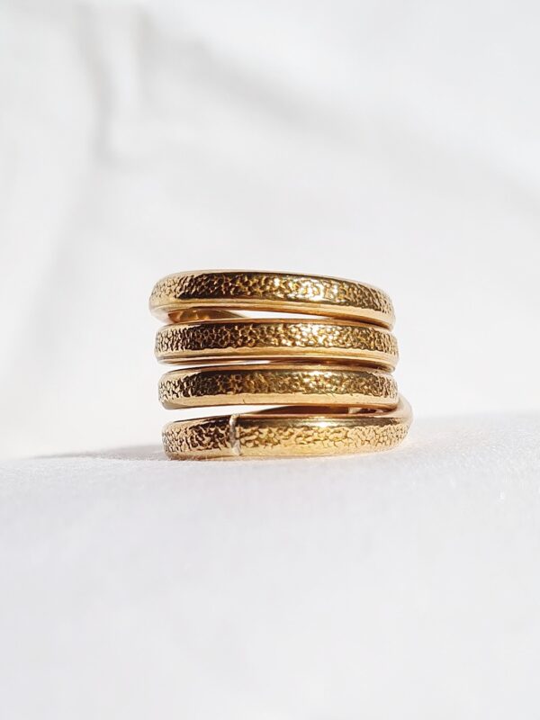 Four Band Texture Ring – Brass - Image 6
