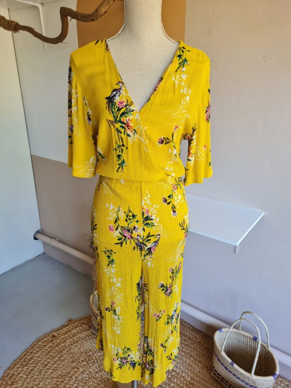 Yellow Floral Print, Sleeve Jumpsuit by Cotton on - Size 10 - Image 2