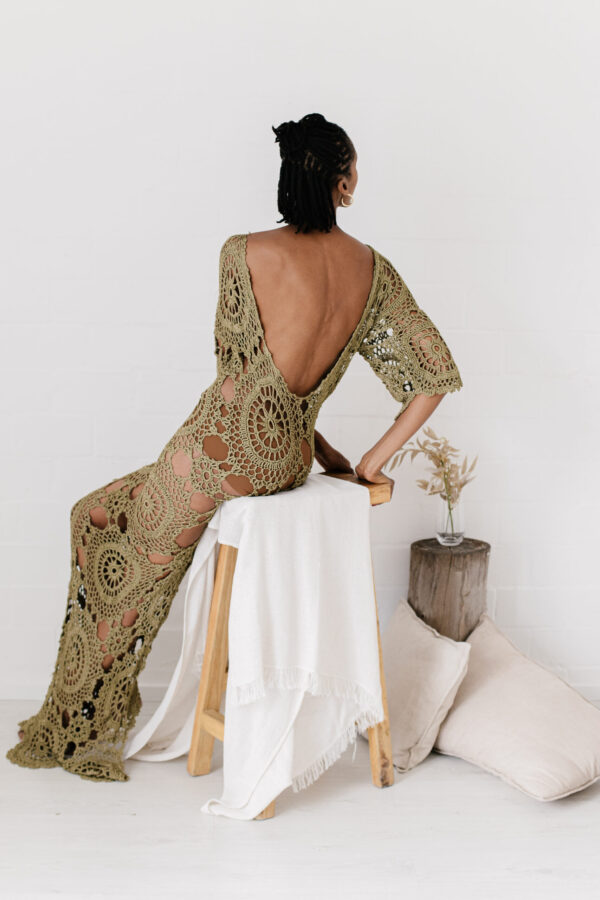 art crochet backless dress