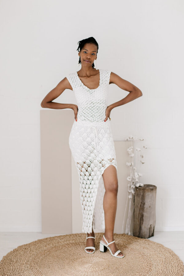 Handcrafted crochet dress made by talented artisans in Zimbabwe made from 100% cotton. Ideal for day-out in the beach, lunch, and holidays.