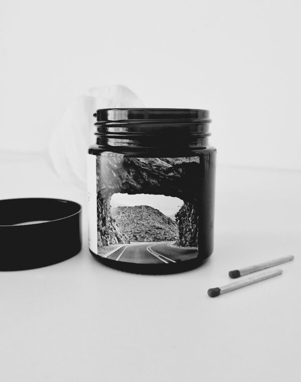 mountain picture candle