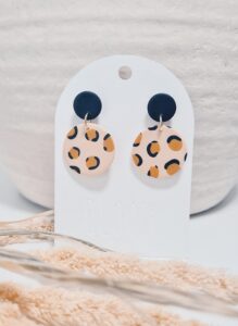 Handmade cheetah clay earrings